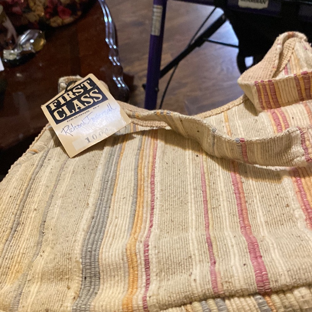 Beige canvas, bag, light tones,Velcro closure. shoulder purse.